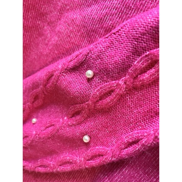Crown and Ivy Pink Pearl Sweater Long Sleeve Womens Large Cotton Blend - Picture 3 of 4